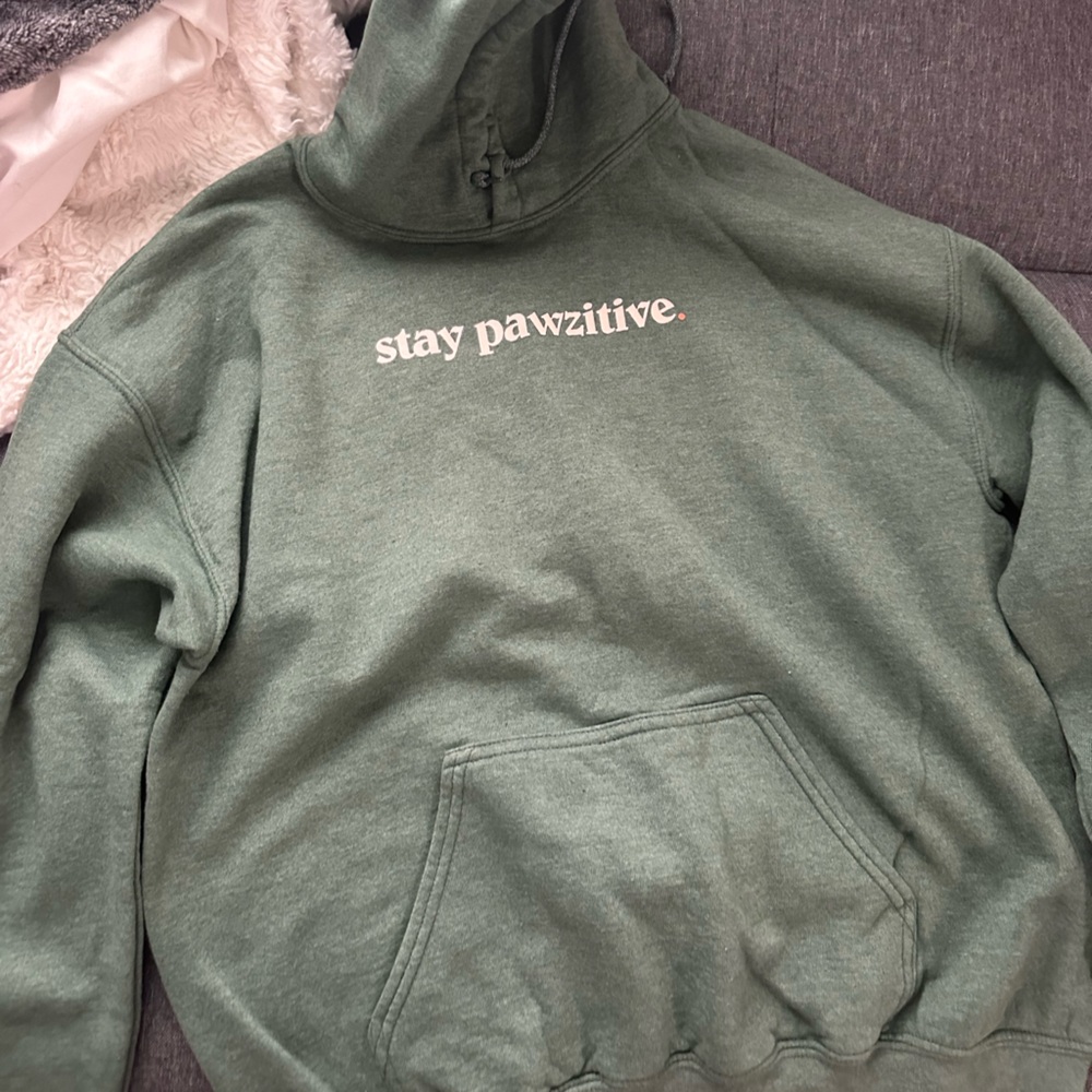 PAWZ Forest Green Hoodie with Positive Message